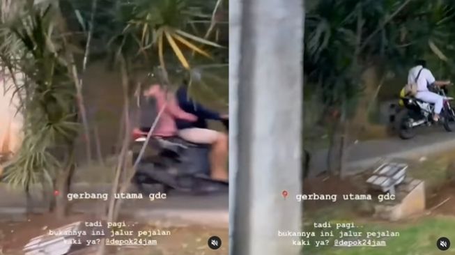 Bak Jalan Bebas Hambatan, Pemotor Malah Berlomba-lomba Naik ke Trotoar Gerbang Utama GDC, Tuai Pro Kontra