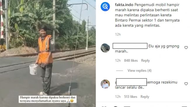 Sosok pria yang memberhantikan pemobil di perlintasan kereta api banjir pujian publik (Instagram)