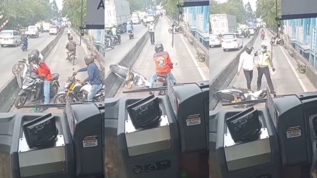 Video Viral Pengendara Sepeda Motor Ditilang Polisi Gara-Gara Lewat Jalur Transjakarta, Publik: Apes Deh