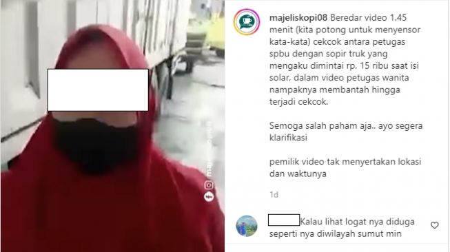 Petugas SPBU diduga memalak Rp 15 ribu kepada sopir truk setiap isi solar (Instagram)