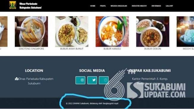 Tangkapan layar Website Dinas Pariwisata Kabupaten Sukabumi (Sukabumiupdate.com)