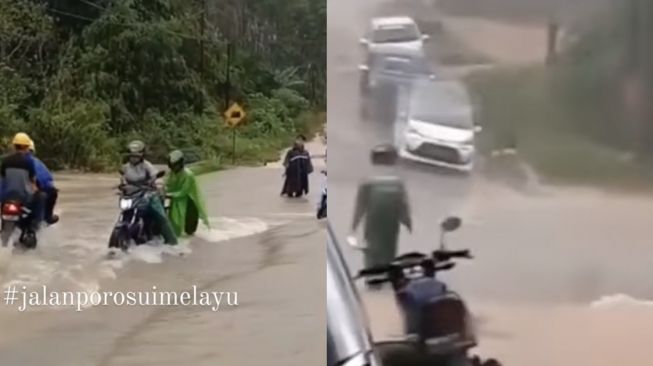 Ketapang Banjir Akibat Hujan Deras, Motor Mogok Hingga Mobil Hanyut Terseret Arus