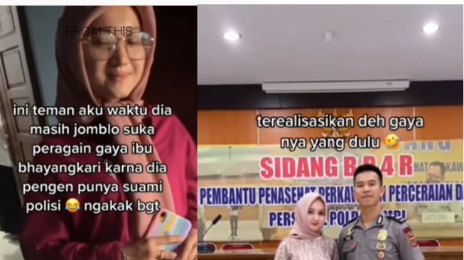 Mimpi Perempuan Ini Terwujud Bisa Menikah Dengan Polisi, Sejak Jomblo Sudah Memperagakan Pose Bhayangkari