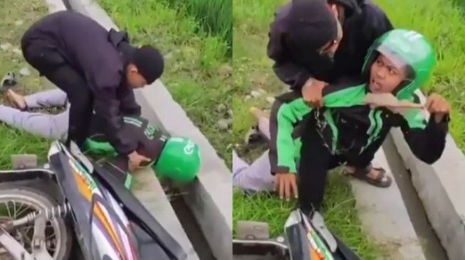 Driver Ojol Ini Dikira Korban Kecelakaan, Saat Ditolong Ternyata Lagi Cari Ikan di Selokan