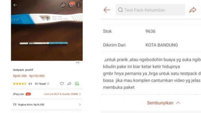 Kocak! Warganet Temukan Penjual Testpack Hamil untuk Prank