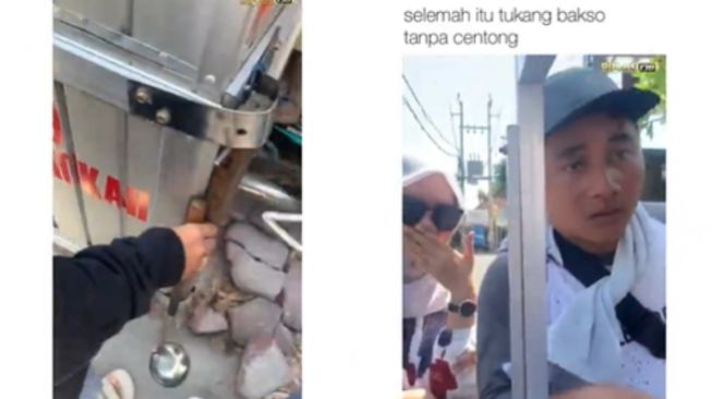 Centong Disembuyikan Pembeli, Muka Panik Penjual Bakso Ini Bikin Ngakak