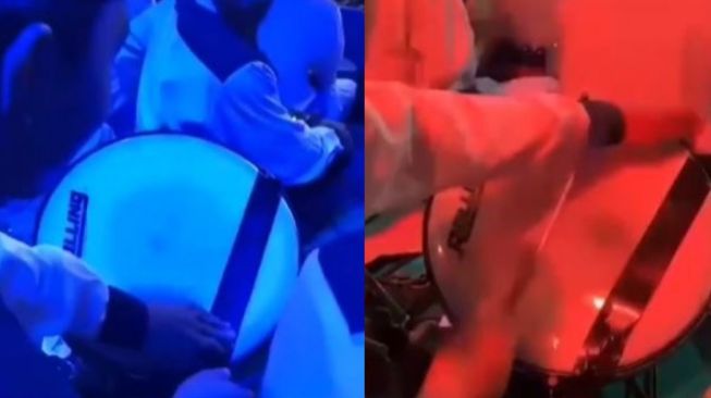 Drum Jebol Saat Manggung Marawis, Aksi Bocah Ini Tambal Pakai Lakban Viral