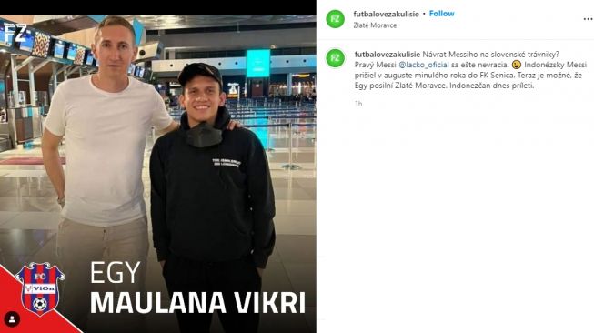 Egy Maulana Vikri dirumorkan gabung Zlate Moravce. (Instagram/futbalovezakulisie)