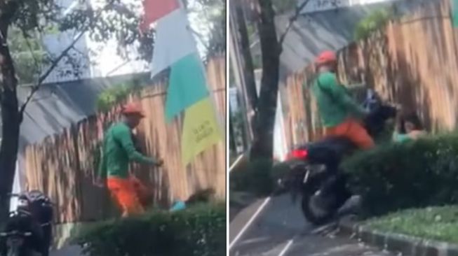 Bak Kerasukan Setan, Aksi Pria Diduga Lakukan KDRT di Pinggir Jalan Viral, Menendang Sampai Tabrak Istri Pakai Motor