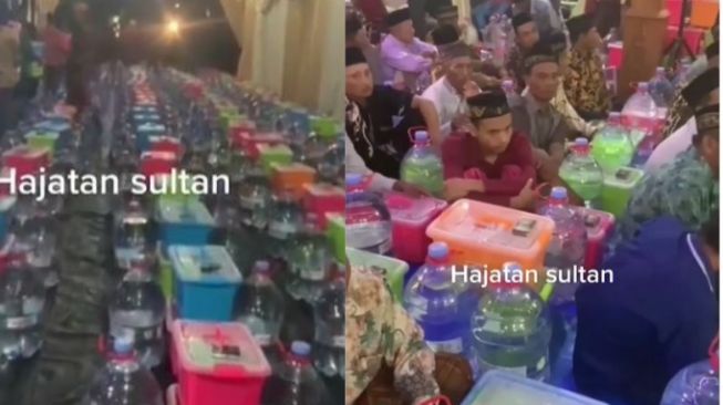 Hajatan Sultan! Satu Orang Dapat Galon dan Dua Kontainer Makanan