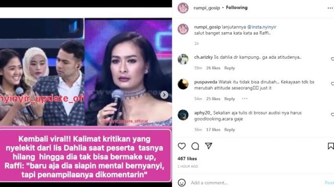 Unggahan soal Iis Dahlia [Instagram/@rumpi_gosip]