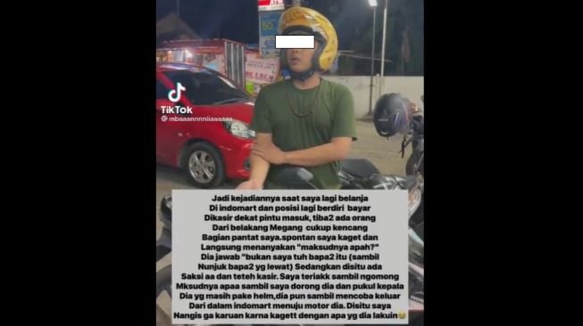 Sosok pemotor melakukan pelecehan terhadap pengunjung minimarket (Twitter)