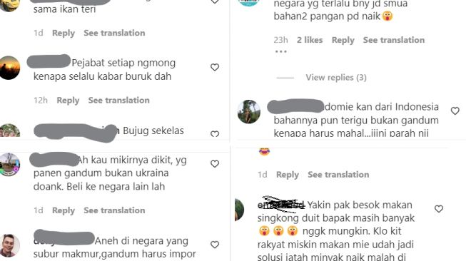 Respon warganet soal isu mie instan akan naik 3 kali lipat (Instaram/ @kabarnegri).