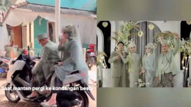 Nikah di Tanggal yang Sama, Pengantin Ini Langsung Tancap Gas ke Resepsi Sahabatnya