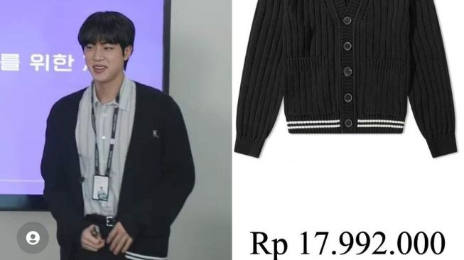 outfit Jin BTS jadi karyawan magang (Instagram/@bangtan_outfit)