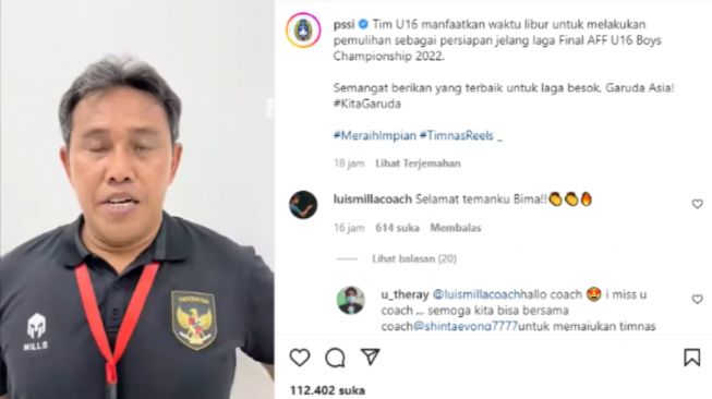 Luis Milla Beri Ucapan Selamat ke Bima Sakti Usai Indonesia ke Final Piala AFF U-16