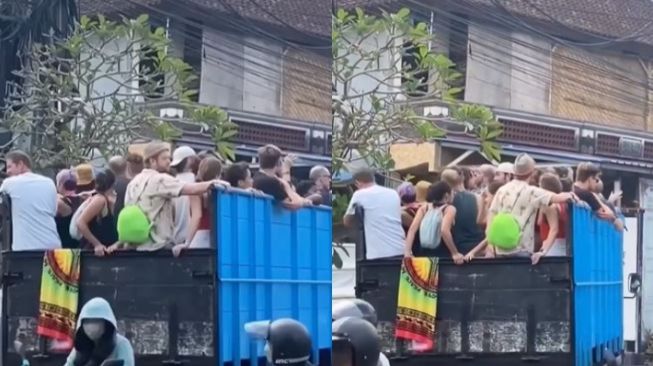 Rombongan Bule Asyik Naik Truk di Bali, Warganet: Kurang Cobain Odong-Odong