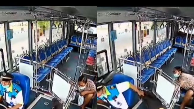 Terekam CCTV, Aksi Gagal Wanita Curi Isi Tas Milik Sopir Bus, Pelaku Berakhir Diturunkan Paksa