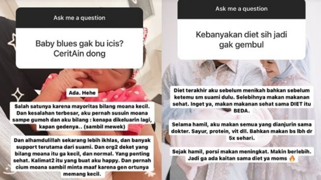 Ria Ricis menjawab sejumlah pertanyaan dari warganet mengenai bayinya, Moana. [Instagram]