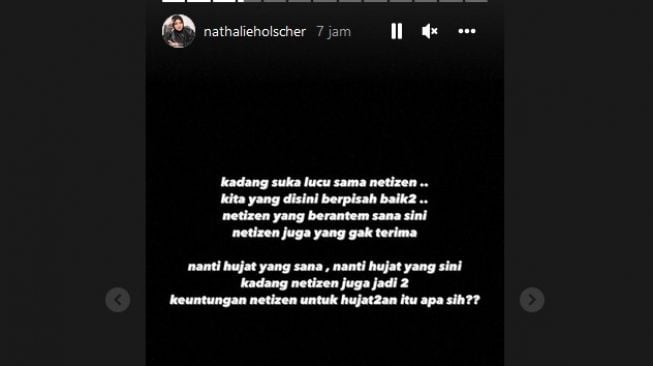 Nathalie Holscher sindir warganet yang meributkan perceraiannya dengan Sule. [Instagram]