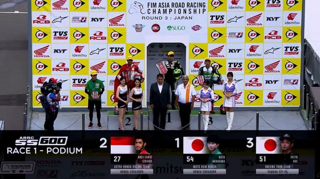 Andi Gilang merebut podium kedua pada race 1 ARRC Jepang 2022 kelas SS600 (Youtube)