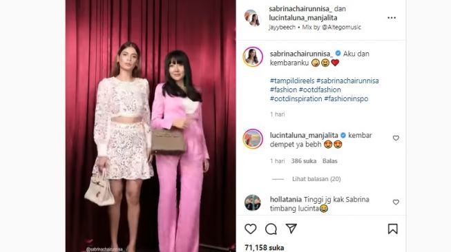 Sabrina Chairunnisa Sebut Lucinta Luna Kembaran saat Pamer OOTD, Netizen: Original Vs KW