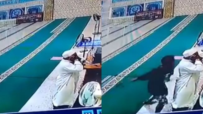 Beredar Video Seorang Pemuda Pukul Pria Paruh Baya yang Sedang Azan di Masjid