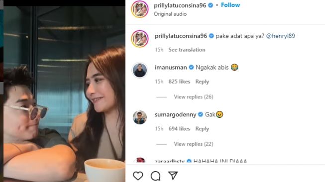 Momen Prilly Latuconsina Ngopi Bareng Henry Lau. (Instagram/prillylatuconsina)