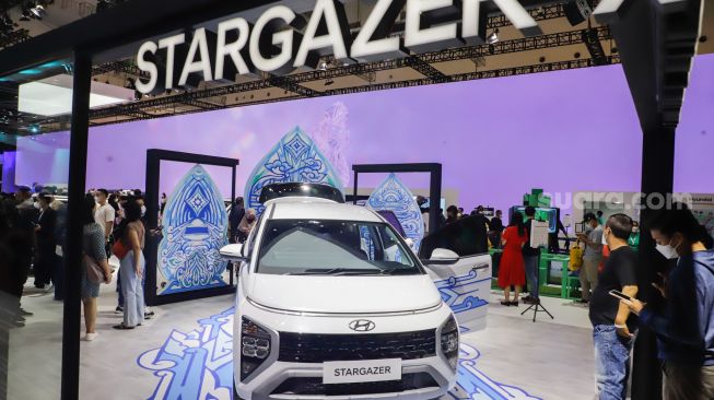Hyundai Stargazer di GIIAS 2022 Indonesia Convention Exhibition (ICE) BSD, Serpong, Tangerang, Banten, Sabtu (14/8/2022).Sebagai ilustrasi [Suara.com/Alfian Winanto]