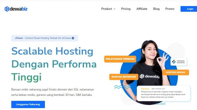 Dewabiz, salah satu penyedia jasa web hosting di Indonesia.[Dok Dewabiz]