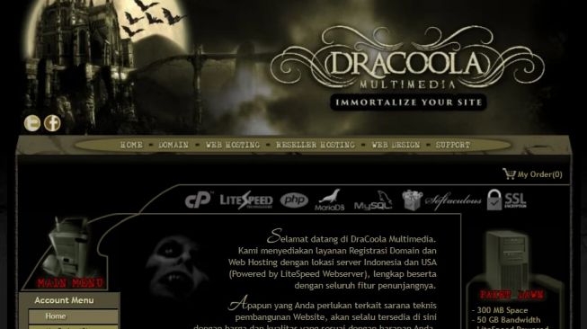 Website Dracoola Multimedia, salah satu penyedia jasa web hosting di Indonesia. [Dok Dracoola]