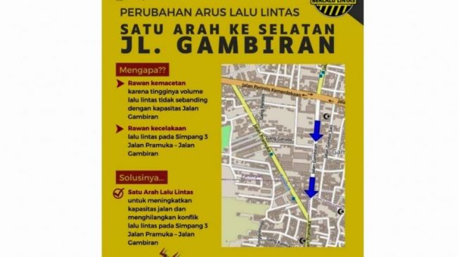 Perhatian! Jalan Gambiran Bakal Dibuat Satu Arah, Uji Coba Mulai 30 Agustus 2022