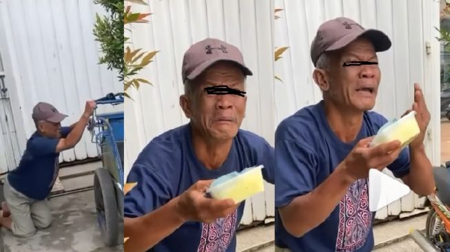 Video Memilukan, Tukang Becak Bahagia Dapat Nasi Box, Ucapkan Syukur Sampai Menangis dan Kaki Gemetar