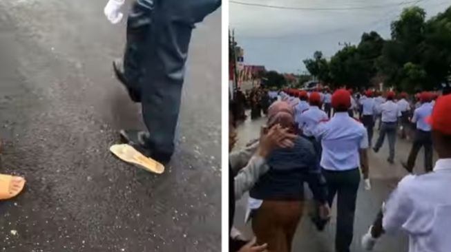 Viral Anggota Paskibra dengan Sepatu Rusak Tetap Fokus Baris-berbaris, Publik Dibuat Terharu: Ya Allah