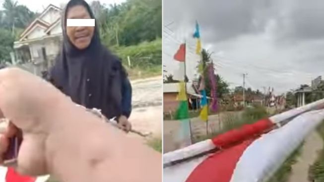 Niat Ikut Ramaikan HUT RI, Emak-emak Malah Salah Pasang Bendera Berwana Merah Putih Milik Negara Lain