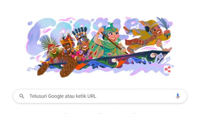 Google Rayakan HUT 77 RI lewat Doodle Bertema Tradisi Balap Perahu