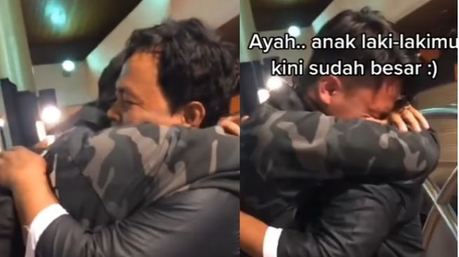 Viral Seorang Anak Nangis di Pundak Ayah Usai 18 Tahun Terpisah, Videonya Bikin Terharu