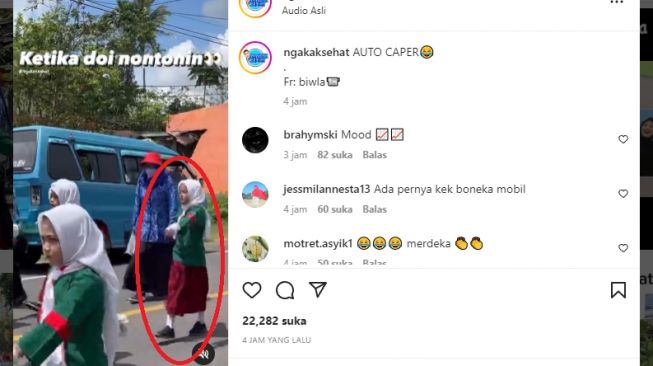 Ikut Gerak Jalan, Anak Perempuan di Barisan Belakang Ini Jadi Sorotan, Warganet: Kek Boneka Mobil