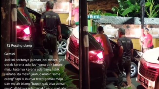 Kocak! Takut Maju Gegara Ada Tiang Listrik, Emak-emak Nyetir Mobil Bikin Jalanan Macet: Bapak Enggak Bisa Paksa Saya