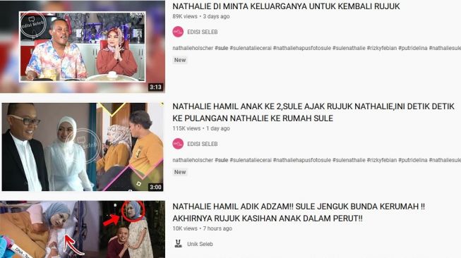 Kanal YouTube Edisi Seleb yang pertama kali menggabarkan Nathalie Holscher hamil anak kedua dari Sule. 