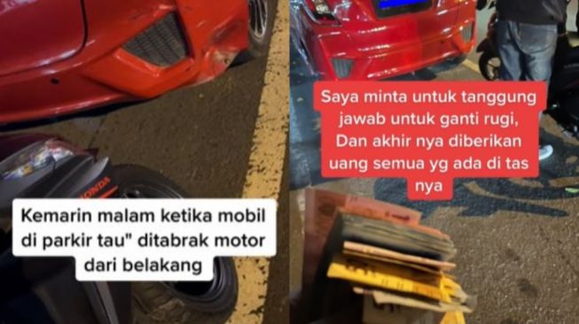 Mobil Terparkir Ditabrak Pemotor, Pemilik Minta Tanggungjawab dan Berakhir Haru