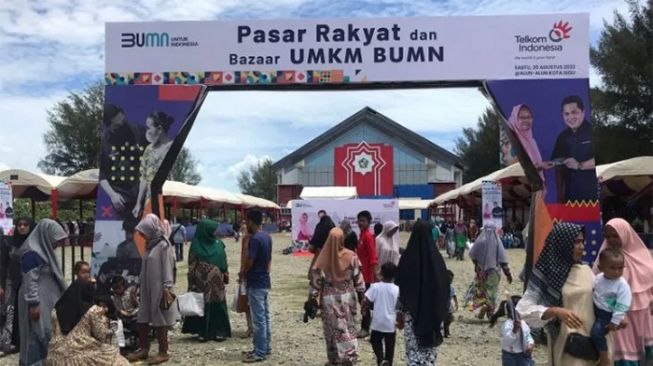 Lokasi pasar rakyat dan bazar UMKM di Alun-alun kota Sigli.[Antara]