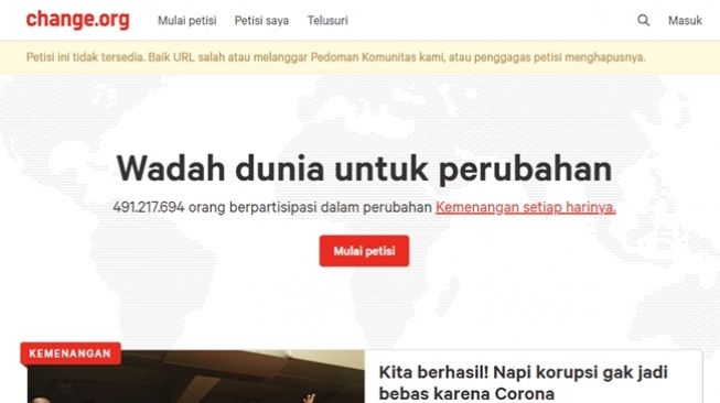 Tangkapan layar petisi Unhas menolak berkembangnya komunitas LGBT. (change.org)