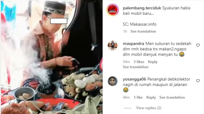 Syukuran di dalam kabin usai beli mobil baru (Instagram)