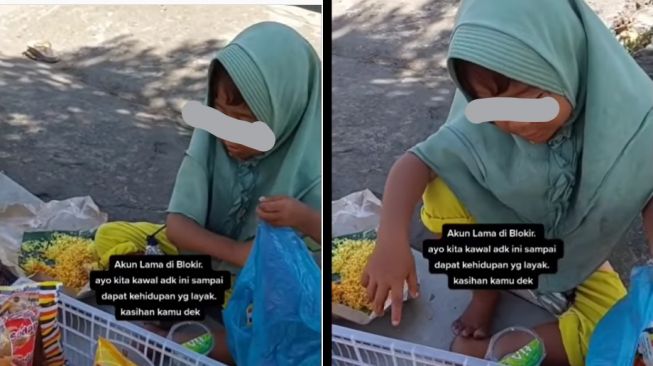 Salut, Demi Bantu Ibu Cari Uang, Gadis Kecil ini Ikut Jualan Roti di Trotoar, Videonya Bikin Mewek Warganet