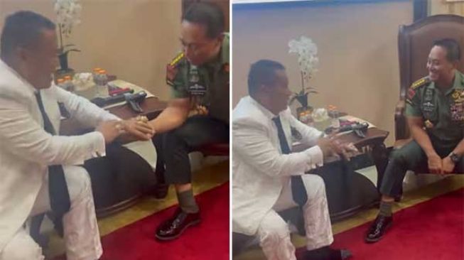 Video momen Hotman Paris pamer cincin berlian ke Jenderal Andika Perkasa. [Instagram Hotman Paris]