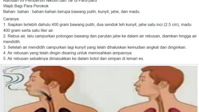 CEK FAKTA: Benarkah Paru-paru Kotor Akibat Rokok Dapat Dibersihkan dengan Campuran Ramuan Tradisional?