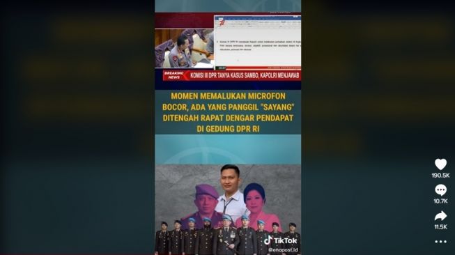 Panggilan sayang di Tengah Rapat Komisi III Bareng Kapolri. [TikTok]