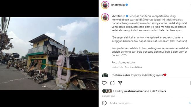 Khofifah Takjub Warteg Sendirian Selamat Dalam Kebakaran Hebat: Pemiliknya Sering Sedekah Jumat..