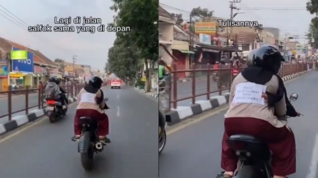 Pemotor Boncengan Jalan Perlahan, Alasan Dibaliknya Tertempel di Punggung Penumpang Bikin Mewek Publik